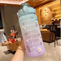 2 Liter Water Bottle With Straw Motivational Water Jug Plastic Frosted Bottles With Time Marker Outdoor Sports Water Bottles Cup - 7DAY'S