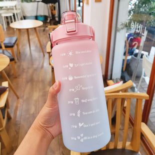 2 Liter Water Bottle With Straw Motivational Water Jug Plastic Frosted Bottles With Time Marker Outdoor Sports Water Bottles Cup - 7DAY'S