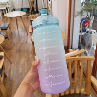 2 Liter Water Bottle With Straw Motivational Water Jug Plastic Frosted Bottles With Time Marker Outdoor Sports Water Bottles Cup - 7DAY'S