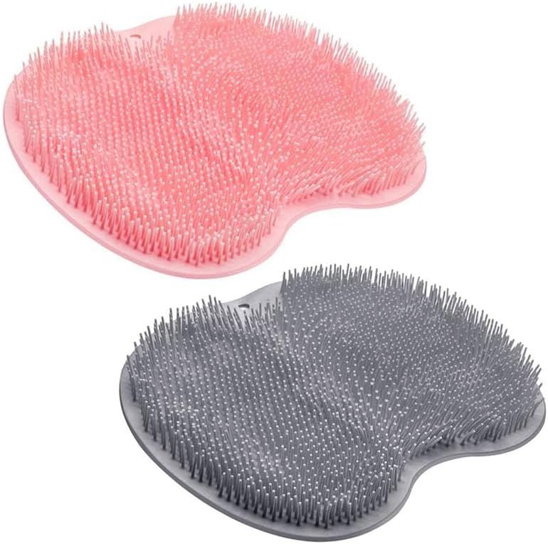 2 - Pack Shower Foot Scrubber & Back Washer Set - Wall - Mountable Exfoliating Bath Pad with Suction Cups, Personal Care Tool for Men & Women（Super Good qualiey） (Yellow+Bule) - 7DAY'S