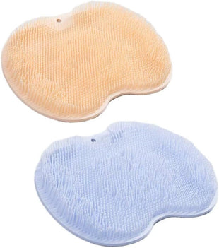 2 - Pack Shower Foot Scrubber & Back Washer Set - Wall - Mountable Exfoliating Bath Pad with Suction Cups, Personal Care Tool for Men & Women（Super Good qualiey） (Yellow+Bule)