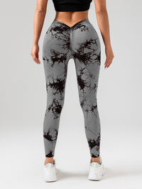 2 Pack Tie - Dye High Waist V - Back Yoga Leggings, Peach - Hip Enhancing Athleisure Tights, Sport Style Fitness Pants - 7DAY'S