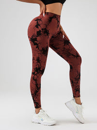 2 Pack Tie - Dye High Waist V - Back Yoga Leggings, Peach - Hip Enhancing Athleisure Tights, Sport Style Fitness Pants - 7DAY'S