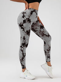 2 Pack Tie - Dye High Waist V - Back Yoga Leggings, Peach - Hip Enhancing Athleisure Tights, Sport Style Fitness Pants - 7DAY'S