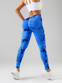 2 Pack Tie - Dye High Waist V - Back Yoga Leggings, Peach - Hip Enhancing Athleisure Tights, Sport Style Fitness Pants - 7DAY'S