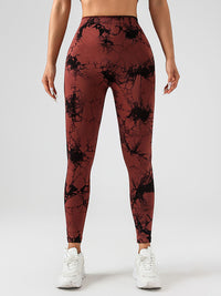 2 Pack Tie - Dye High Waist V - Back Yoga Leggings, Peach - Hip Enhancing Athleisure Tights, Sport Style Fitness Pants - 7DAY'S