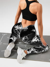 2 Pack Tie - Dye High Waist V - Back Yoga Leggings, Peach - Hip Enhancing Athleisure Tights, Sport Style Fitness Pants - 7DAY'S