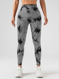 2 Pack Tie - Dye High Waist V - Back Yoga Leggings, Peach - Hip Enhancing Athleisure Tights, Sport Style Fitness Pants - 7DAY'S