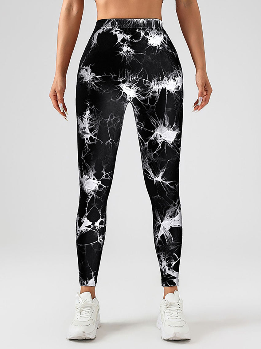 2 Pack Tie - Dye High Waist V - Back Yoga Leggings, Peach - Hip Enhancing Athleisure Tights, Sport Style Fitness Pants - 7DAY'S