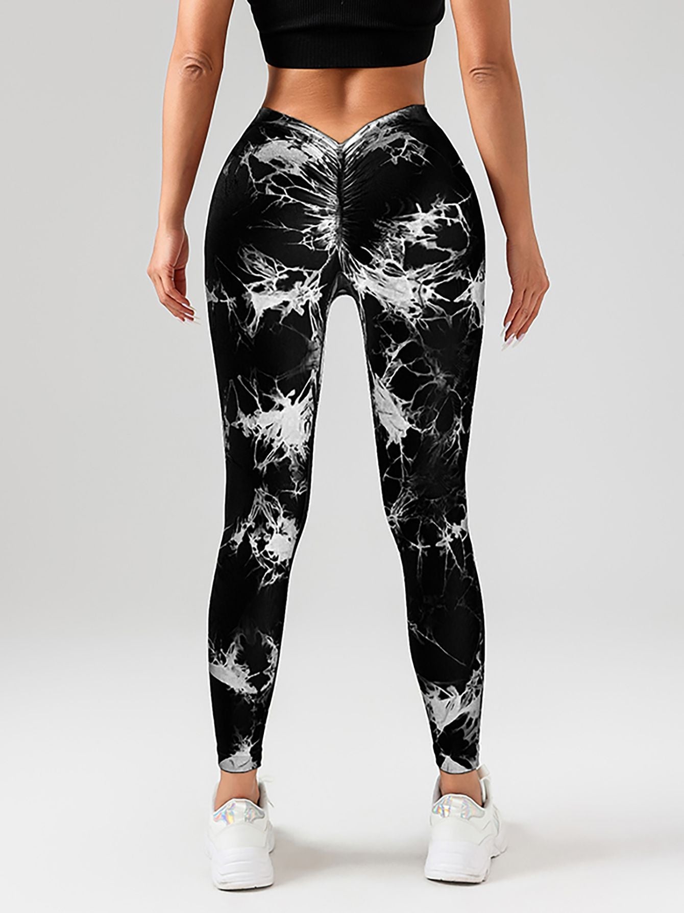 2 Pack Tie - Dye High Waist V - Back Yoga Leggings, Peach - Hip Enhancing Athleisure Tights, Sport Style Fitness Pants - 7DAY'S