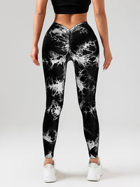 2 Pack Tie - Dye High Waist V - Back Yoga Leggings, Peach - Hip Enhancing Athleisure Tights, Sport Style Fitness Pants - 7DAY'S