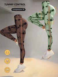 2 Pack Tie - dye Hollow High - waist Butt - lifting Women's Fitness Pants, Women's Tie Dye Cutout Tights Workout Yoga Leggings - 7DAY'S