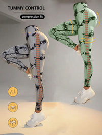 2 Pack Tie - dye Hollow High - waist Butt - lifting Women's Fitness Pants, Women's Tie Dye Cutout Tights Workout Yoga Leggings - 7DAY'S