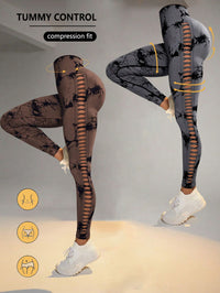 2 Pack Tie - dye Hollow High - waist Butt - lifting Women's Fitness Pants, Women's Tie Dye Cutout Tights Workout Yoga Leggings - 7DAY'S