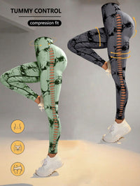 2 Pack Tie - dye Hollow High - waist Butt - lifting Women's Fitness Pants, Women's Tie Dye Cutout Tights Workout Yoga Leggings - 7DAY'S