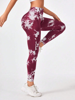 2 Pack Tie Dye Workout Seamless Leggings For Women High Waist Gym Leggings Yoga Pants, Seamless Leggings For Women High Waist Yoga Pants, Scrunch Butt Lifting Elastic Tights - 7DAY'S