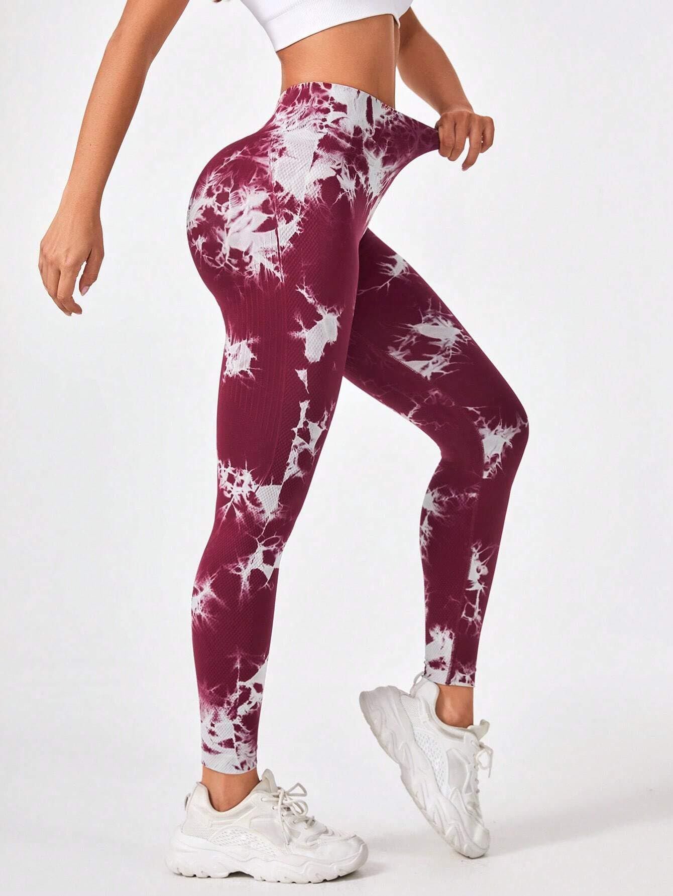 2 Pack Tie Dye Workout Seamless Leggings For Women High Waist Gym Leggings Yoga Pants, Seamless Leggings For Women High Waist Yoga Pants, Scrunch Butt Lifting Elastic Tights - 7DAY'S