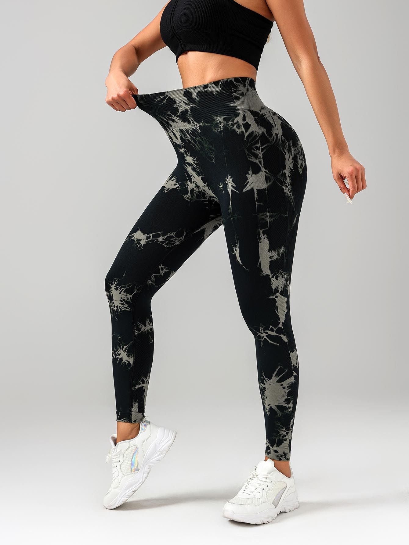 2 Pack Tie Dye Workout Seamless Leggings For Women High Waist Gym Leggings Yoga Pants, Seamless Leggings For Women High Waist Yoga Pants, Scrunch Butt Lifting Elastic Tights - 7DAY'S