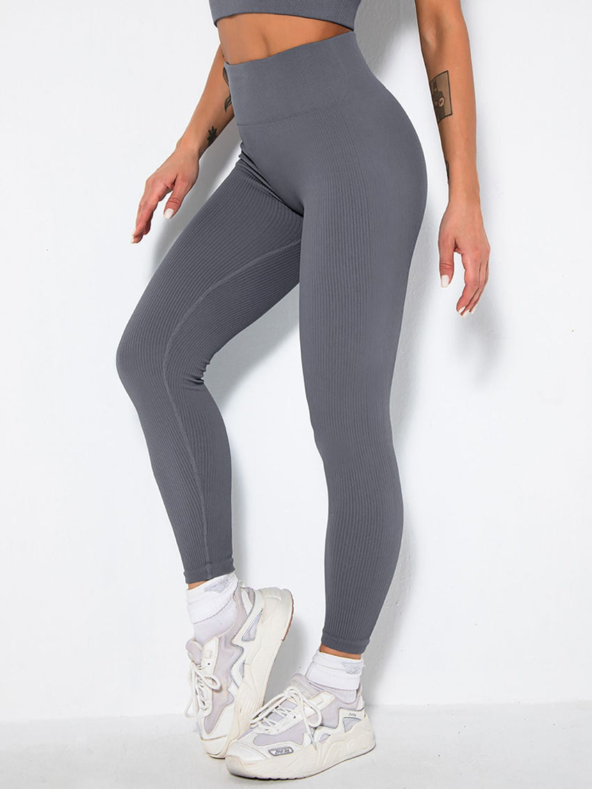 2 Pack Womens Seamless Ribbed Leggings Soft Slimming Yoga Pants, Ribbed Yoga Pants High Waisted Gym Leggings Sport Women Fitness Seamless Female - 7DAY'S