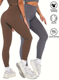 2 Pack Womens Seamless Ribbed Leggings Soft Slimming Yoga Pants, Ribbed Yoga Pants High Waisted Gym Leggings Sport Women Fitness Seamless Female - 7DAY'S