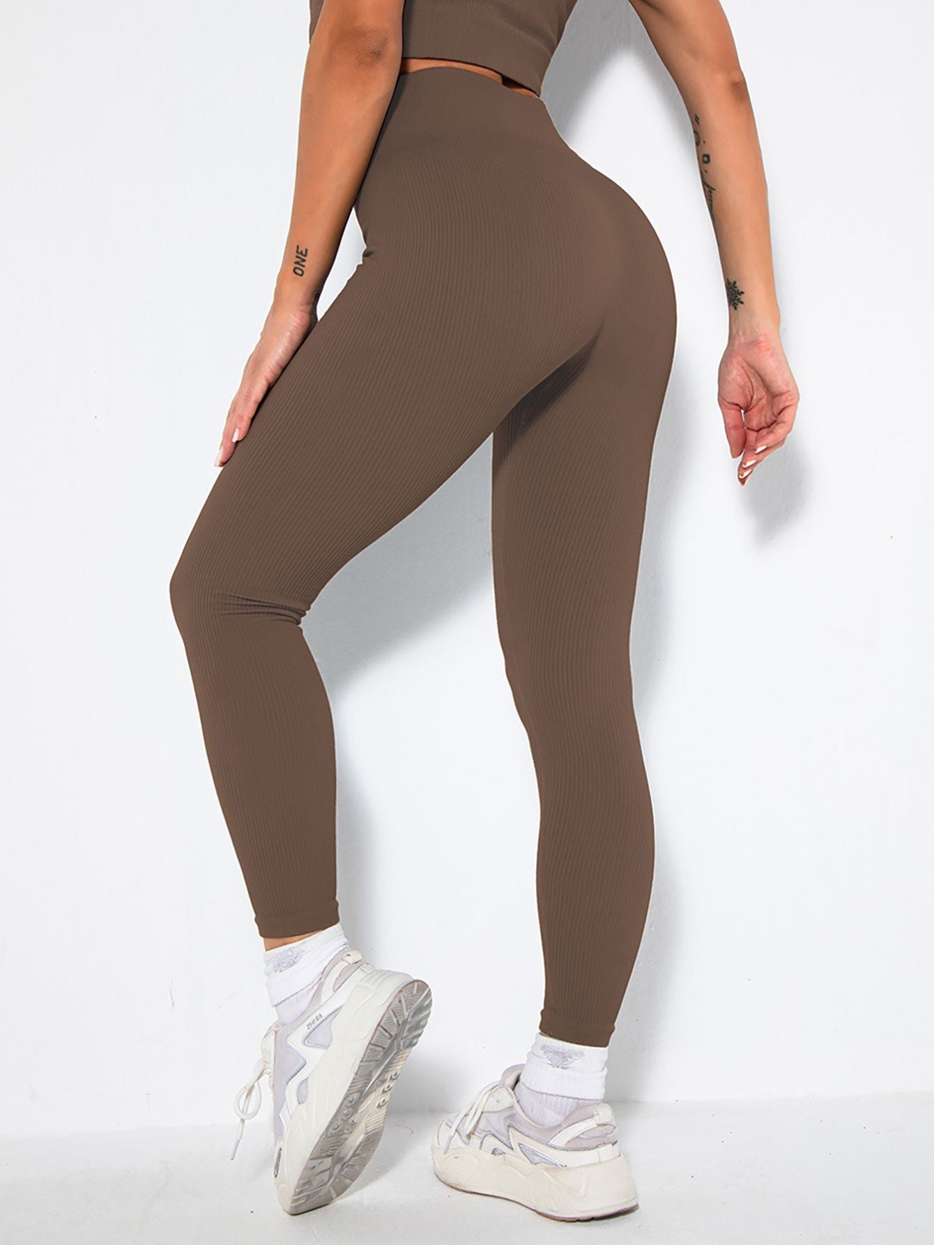 2 Pack Womens Seamless Ribbed Leggings Soft Slimming Yoga Pants, Ribbed Yoga Pants High Waisted Gym Leggings Sport Women Fitness Seamless Female - 7DAY'S