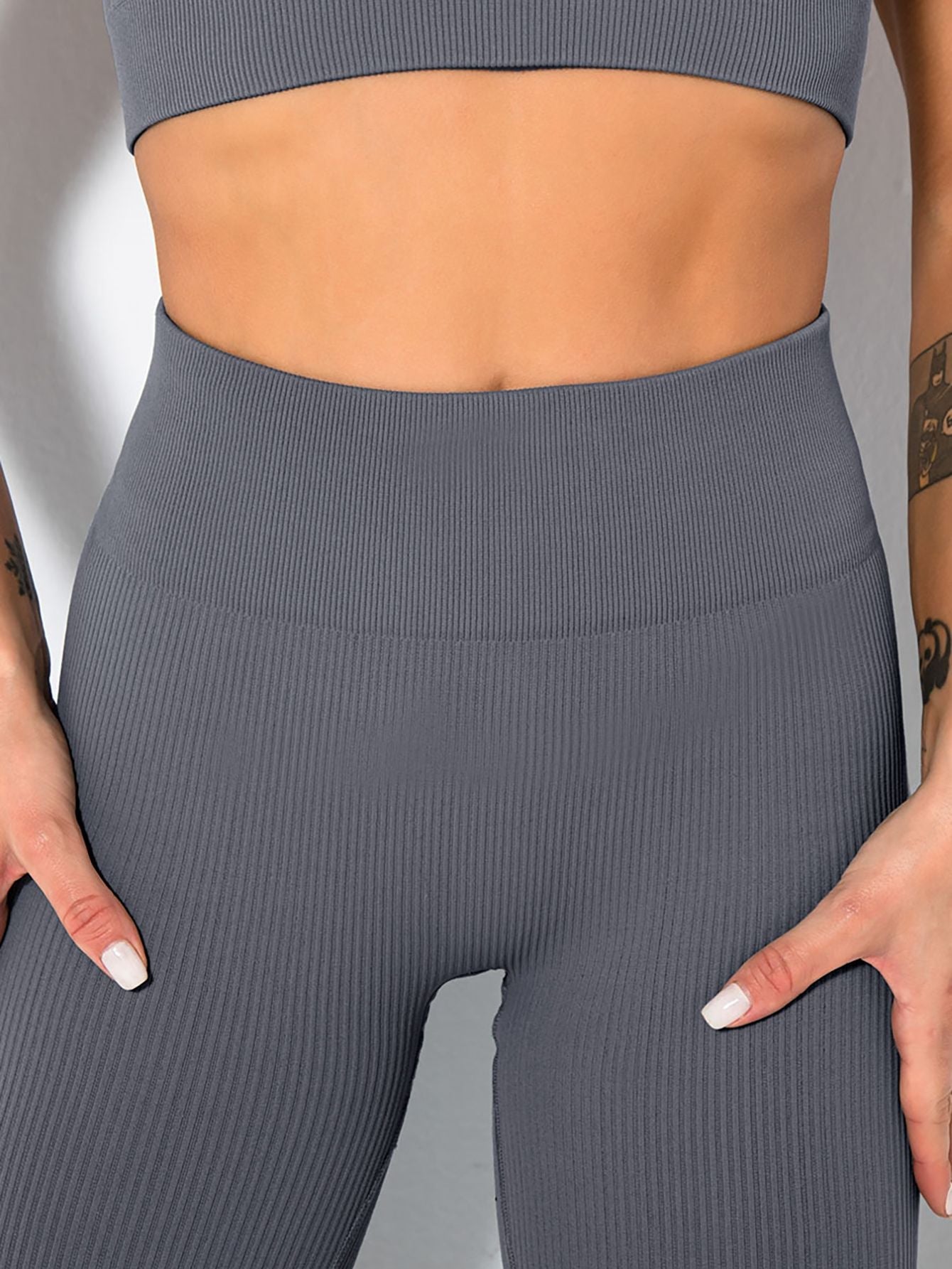 2 Pack Womens Seamless Ribbed Leggings Soft Slimming Yoga Pants, Ribbed Yoga Pants High Waisted Gym Leggings Sport Women Fitness Seamless Female - 7DAY'S