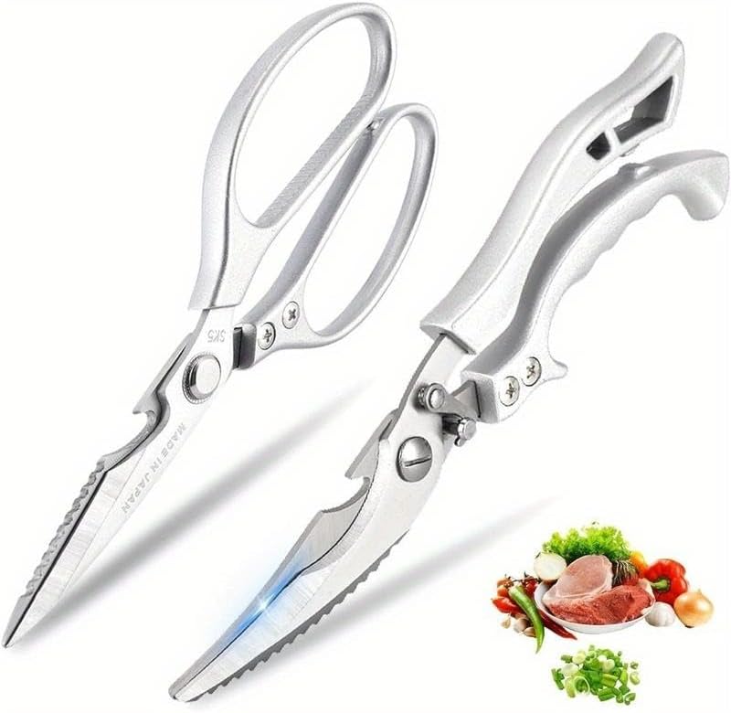 2 - Pcs Kitchen Scissors Set, All - Purpose Heavy - Duty Kitchen Shears with Anti - Slip Handle & Safety Lock（Super good qualiey） - 7DAY'S