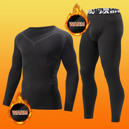 2 - piece men's tight warm long - sleeved trousers suit for autumn and winter men's fitness pants shirt running yoga athletes' sport - 7DAY'S