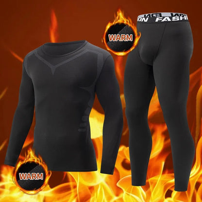 2 - piece men's tight warm long - sleeved trousers suit for autumn and winter men's fitness pants shirt running yoga athletes' sport - 7DAY'S