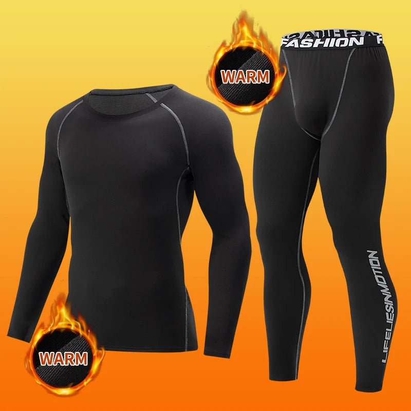 2 - piece men's tight warm long - sleeved trousers suit for autumn and winter men's fitness pants shirt running yoga athletes' sport - 7DAY'S