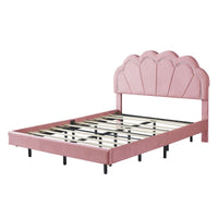 2 - Pieces Bedroom Sets Full Size Upholstered LED Platform Bed with Storage Ottoman - Velvet,Pink - 7DAY'S