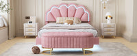 2 - Pieces Bedroom Sets Full Size Upholstered LED Platform Bed with Storage Ottoman - Velvet,Pink - 7DAY'S