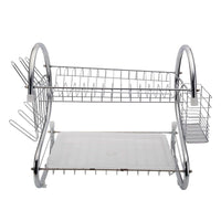 2 Tier Dish Drying Rack Drainer Stainless Steel Kitchen Cutlery Holder Shelf - 7DAY'S