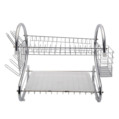 2 Tier Dish Drying Rack Drainer Stainless Steel Kitchen Cutlery Holder Shelf - 7DAY'S