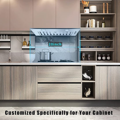 20" Built - In/Insert Range Hood 600CFM Kitchen Vent LEDs Convertible Fan Sliver - 7DAY'S