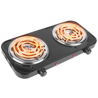 2000W Electric Double Burner Portable Coil Heating Hot Plate Stove Countertop RV Hotplate with Non Slip Rubber Feet 5 Temperature Adjustments - 7DAY'S