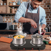 2000W Electric Double Burner Portable Coil Heating Hot Plate Stove Countertop RV Hotplate with Non Slip Rubber Feet 5 Temperature Adjustments - 7DAY'S