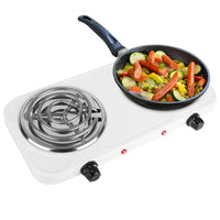 2000W Electric Double Burner Portable Coil Heating Hot Plate Stove Countertop RV Hotplate with Non Slip Rubber Feet 5 Temperature Adjustments - 7DAY'S