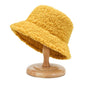 2021 Women's Harajuku Bucket Hat Solid Color Women Men Fishing Fisherman Hats Autumn Winter Lamb Wool Outdoor Warm Panama Cap - 7DAY'S