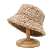 2021 Women's Harajuku Bucket Hat Solid Color Women Men Fishing Fisherman Hats Autumn Winter Lamb Wool Outdoor Warm Panama Cap - 7DAY'S