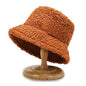 2021 Women's Harajuku Bucket Hat Solid Color Women Men Fishing Fisherman Hats Autumn Winter Lamb Wool Outdoor Warm Panama Cap - 7DAY'S