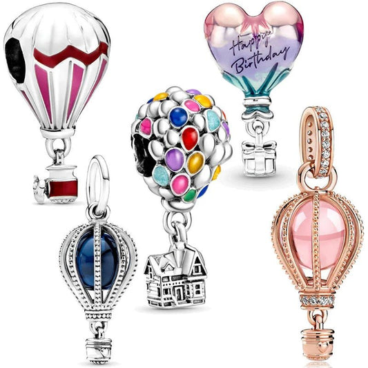 2024 New 925 Silver Various Hot Air Ball Pendant Collection Charm Fit Original Pan Bracelet Women Jewelry Gift DIY - 7DAY'S