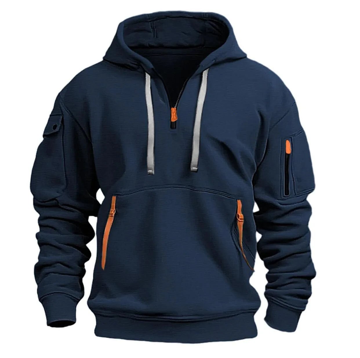 2024 New Multi Pocket Zipper Fleece Hooded Casual Shirt for Men and Women Plus Size Loose Pullover Fashion Sweatshirt top - 7DAY'S