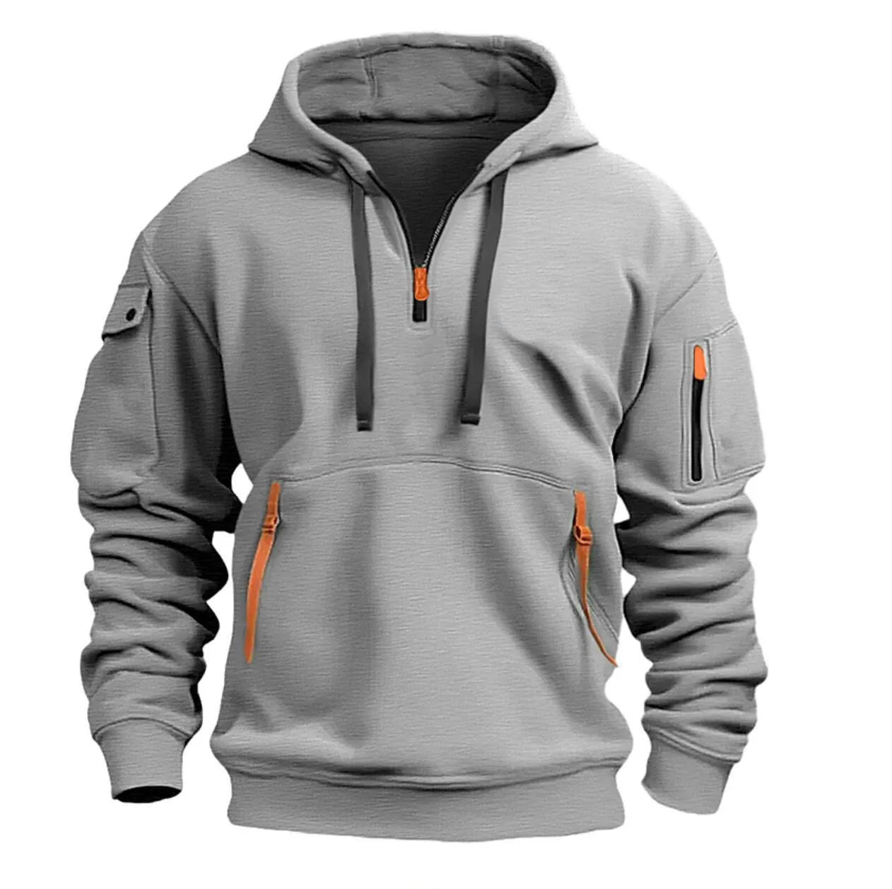 2024 New Multi Pocket Zipper Fleece Hooded Casual Shirt for Men and Women Plus Size Loose Pullover Fashion Sweatshirt top - 7DAY'S