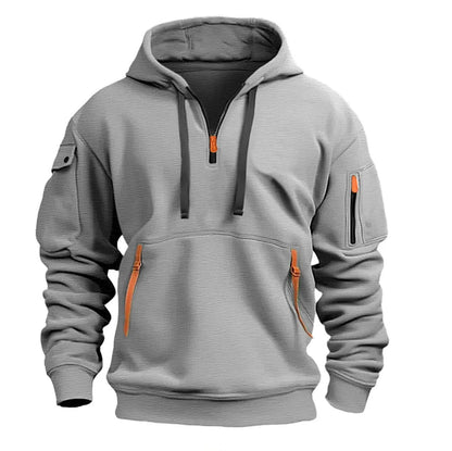 2024 New Multi Pocket Zipper Fleece Hooded Casual Shirt for Men and Women Plus Size Loose Pullover Fashion Sweatshirt top - 7DAY'S