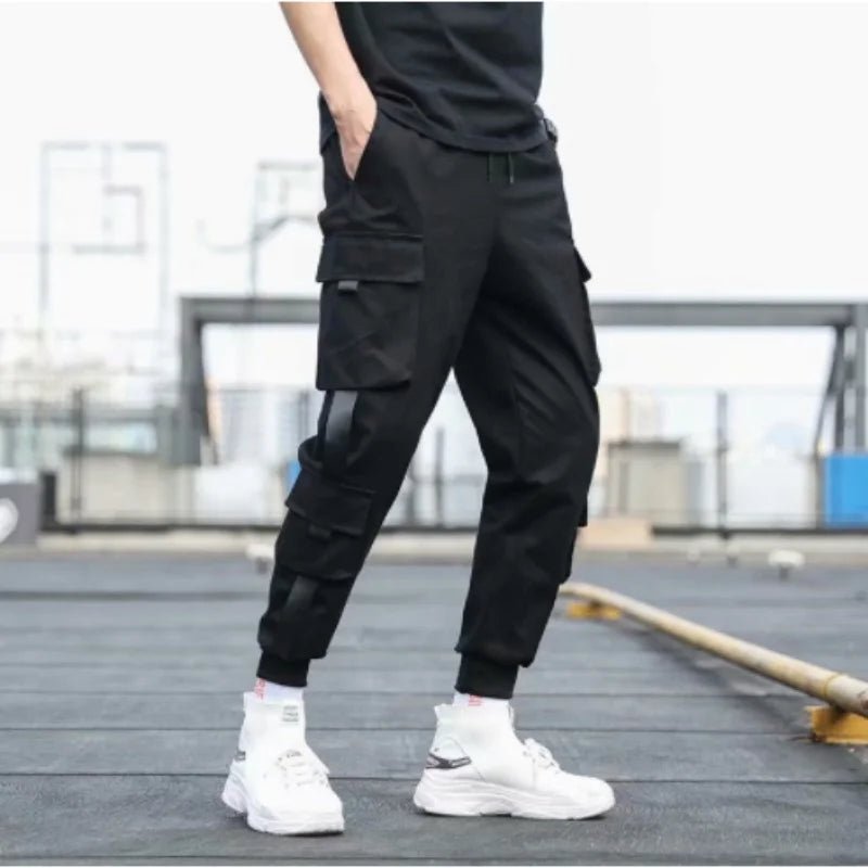 2024 Spring Autumn New Men's Korean Fashion Multi - pocket Loose Ins Nine - minute Drawstring Leg Work Pants Casual Daily Sweatpants - 7DAY'S