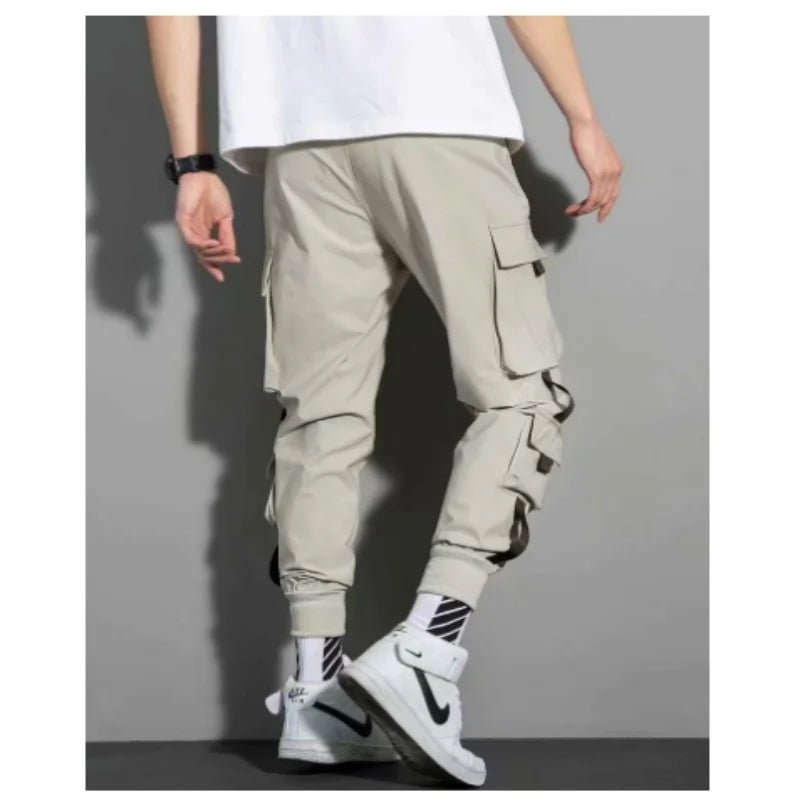 2024 Spring Autumn New Men's Korean Fashion Multi - pocket Loose Ins Nine - minute Drawstring Leg Work Pants Casual Daily Sweatpants - 7DAY'S