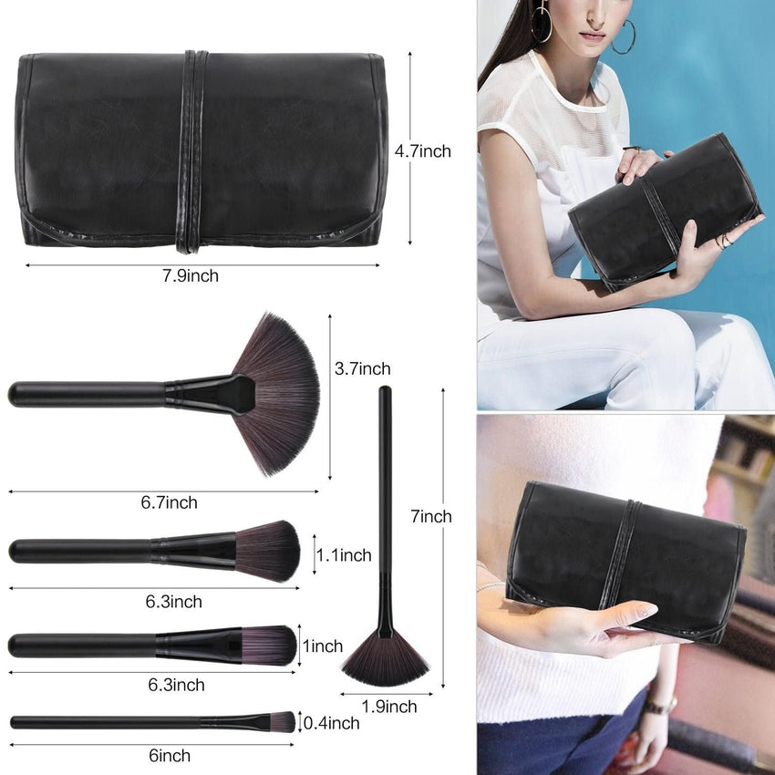 22 Piece Makeup Brush Set; Professional Black Foundation Eyeshadow Brush with Storage Bag for Girls - 7DAY'S