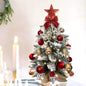 22in Tabletop Christmas Tree with Light Artificial Small Mini Red Christmas Decoration with Flocked Snow, Exquisite Decor & Xmas Ornaments for Table Top for Home & Office, Red - 7DAY'S
