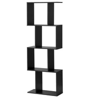 2/3/4 Tiers Wooden S - Shaped Bookcase for Living Room Bedroom Office - 7DAY'S